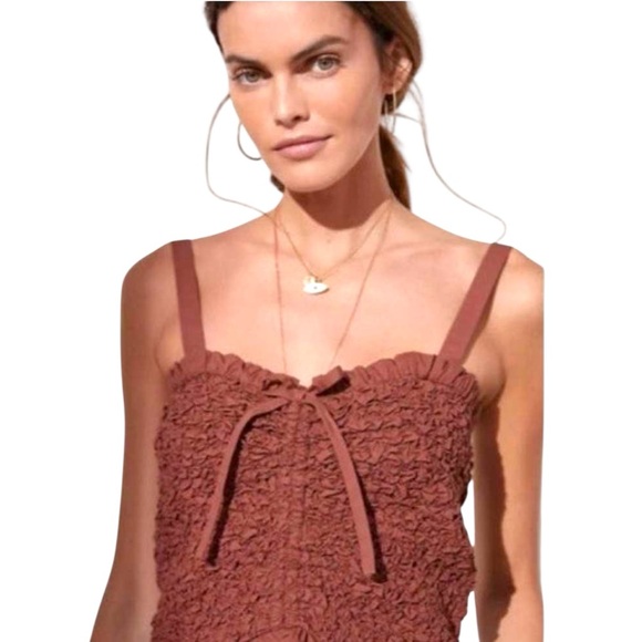 MARE MARE X ANTHROPOLOGIE Textured Smocked Ruffle Tank, Size M. - Picture 4 of 8
